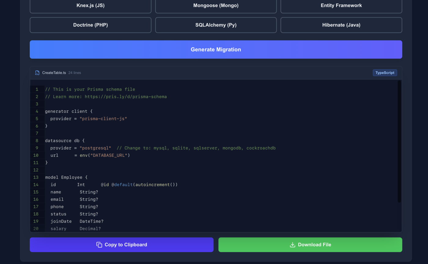 SchemaSpark - Schema Migration Tool